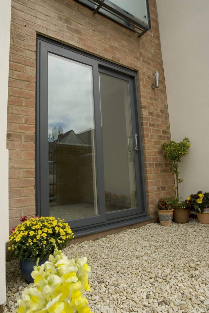 Grey Sliding Patio Door