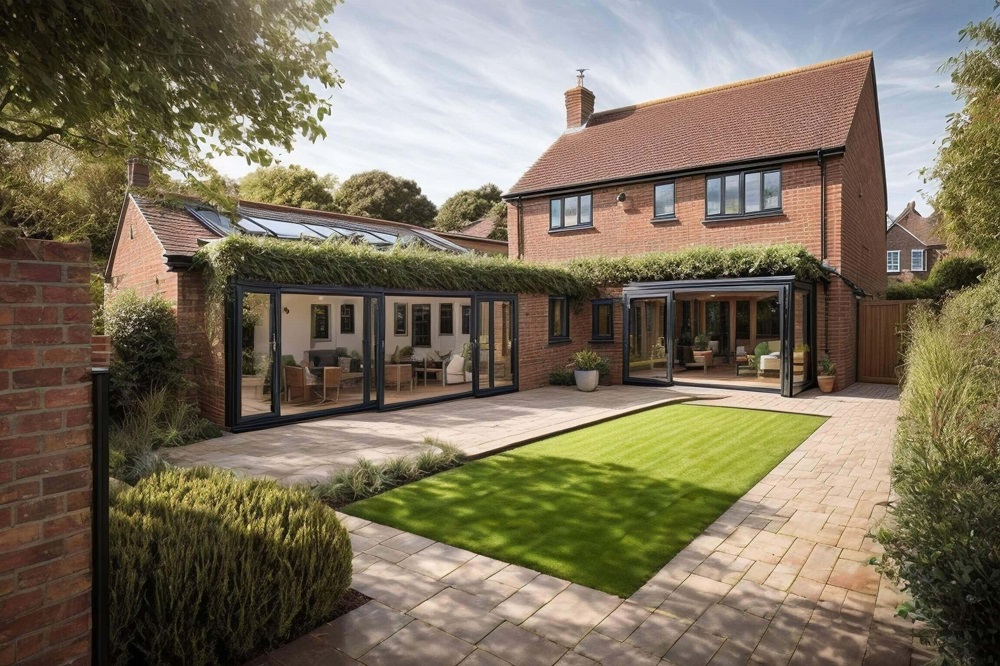 Our brick house extension seamlessly integrates with the existing structure.