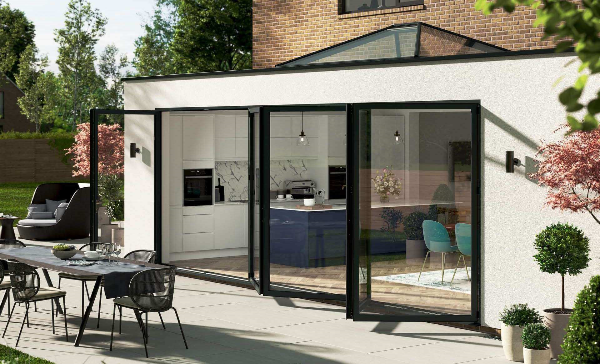 Korniche 5 panel black Aluminium Bifold Door