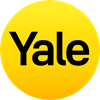 The yellow circle and black word of Yale logo.