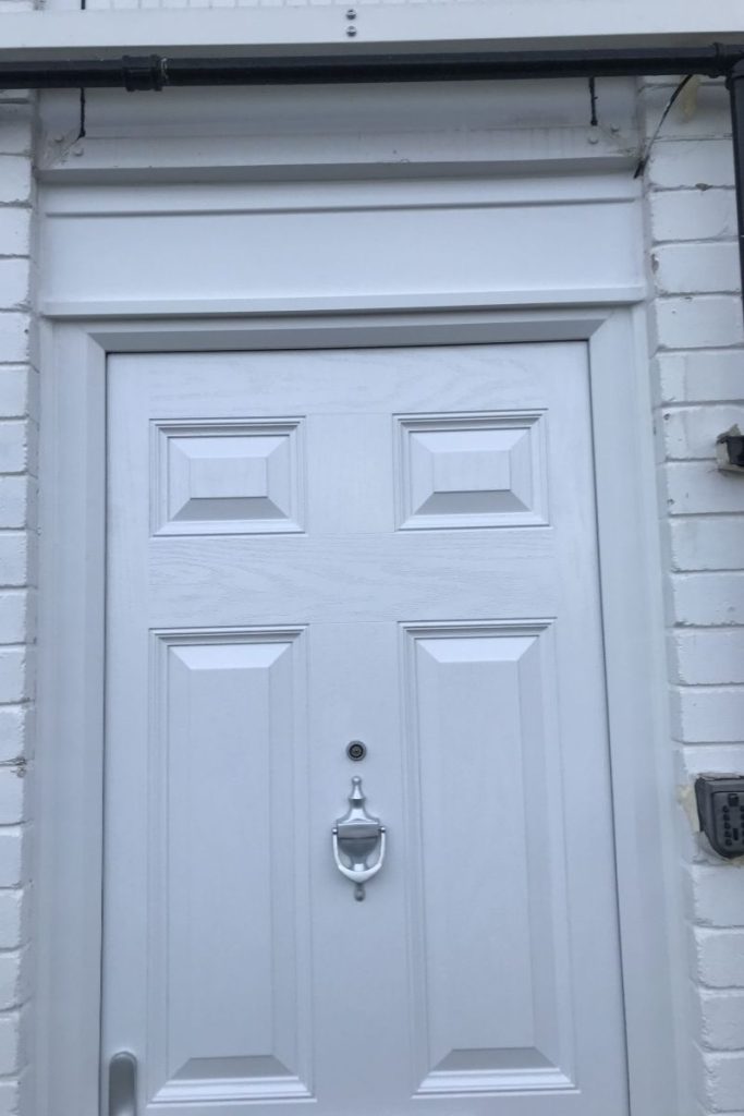 A white, FD30 fire door.